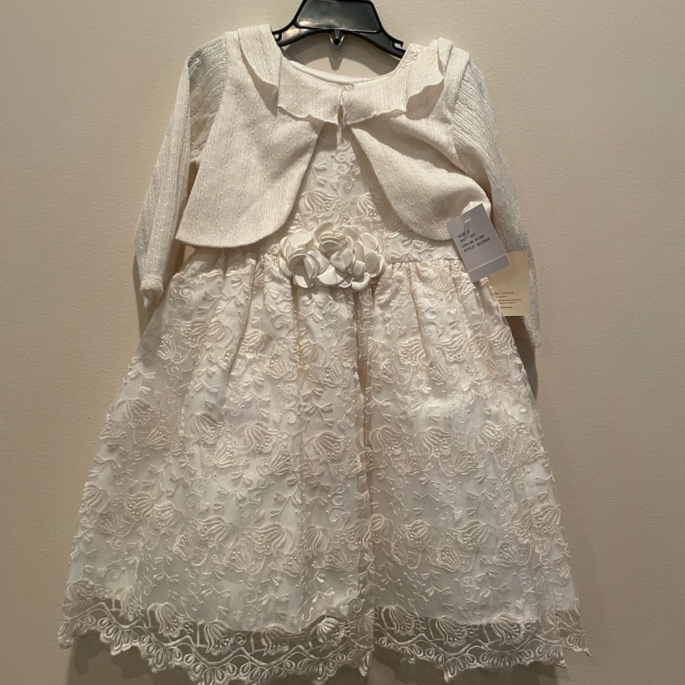 Laura Ashley Ivory Lace Dress Set